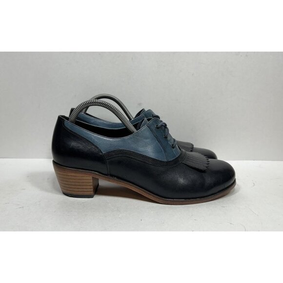 Wolverine 1000 Mile Nesbit Kiltie Leather Oxford Samantha Pleet Black Blue 10 B - Picture 1 of 8